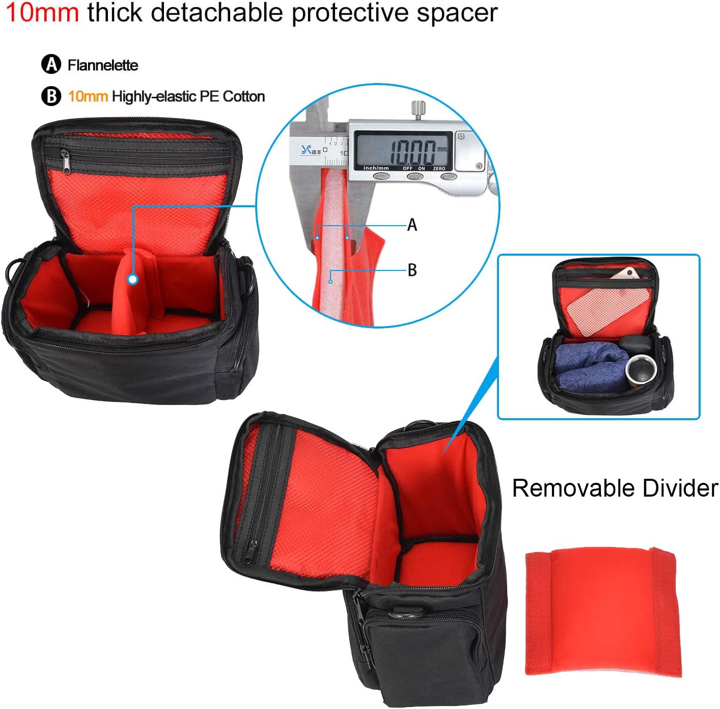 BAIGIO Camera Bag for DSLR SLR Camera Case Waterproof, Cross Body Bag - Image 5