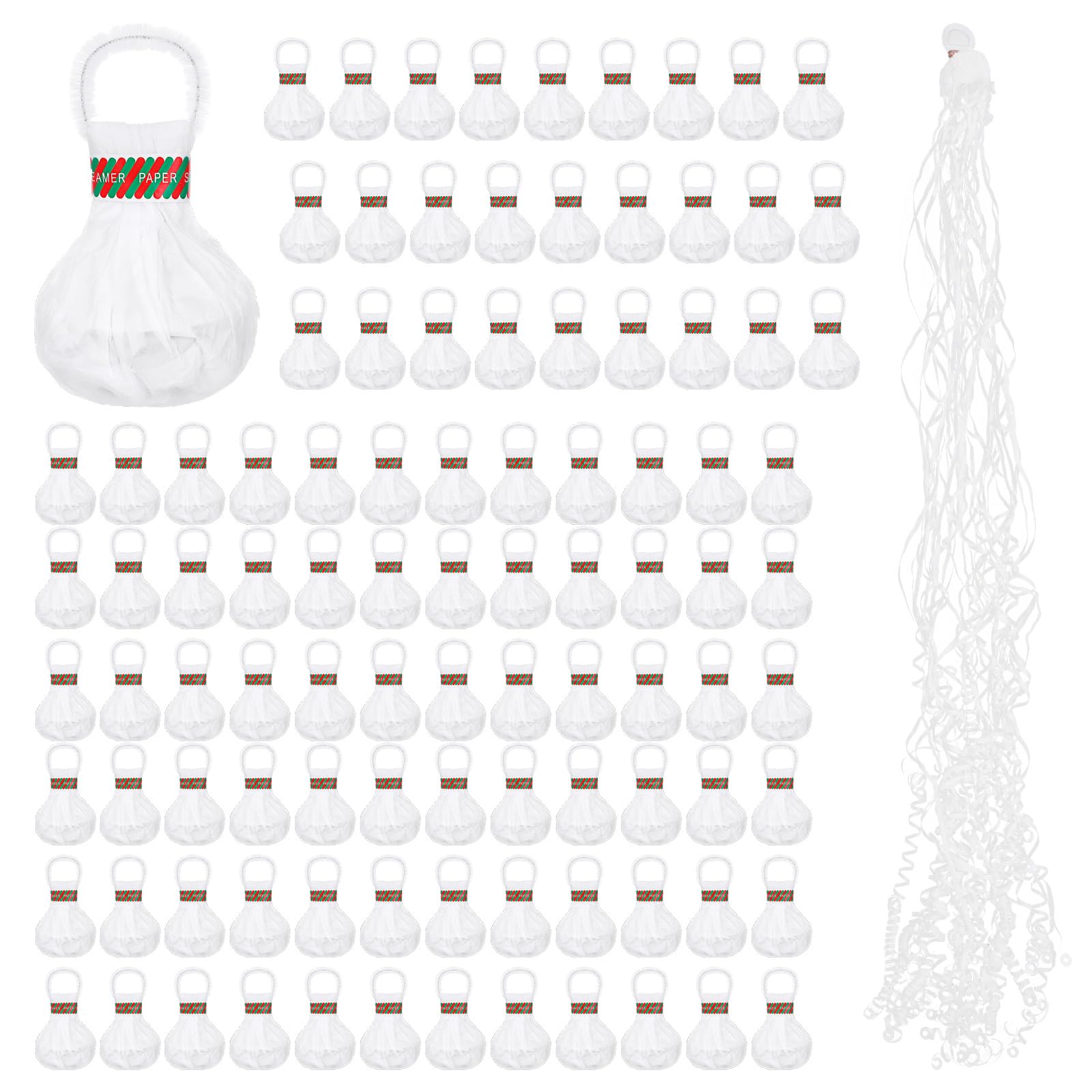 Photo 1 of 100 Pcs No Mess Streamers, White Romantic Hand Throw Confetti Streamers for Wedding Send Off Birthday Party Graduation Christmas New Year Celebrations