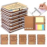 30 Sets Employee Appreciation Gifts Bulk Inspirational Spiral Notebook with Sticky Note and Motivational Bamboo Pens Thank You Gifts for Employees Coworkers,Teachers,Nurse,Office Staff,Team,Volunteer