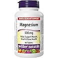 Webber Naturals Magnesium 500 mg, 60 Tablets, Enhanced Absorption Mineral, Supports Bone and Muscle Functions, Vegan