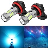 PHINLION H8 H11 LED Fog Light Bulb or DRL, 8000K Ice Blue, 2 Pack | 3200LM Super Bright, H16 H11LL H8LL Fog Lamps Replacement, Non-polarity 12V, 1:1 Size, for Cars, Trucks