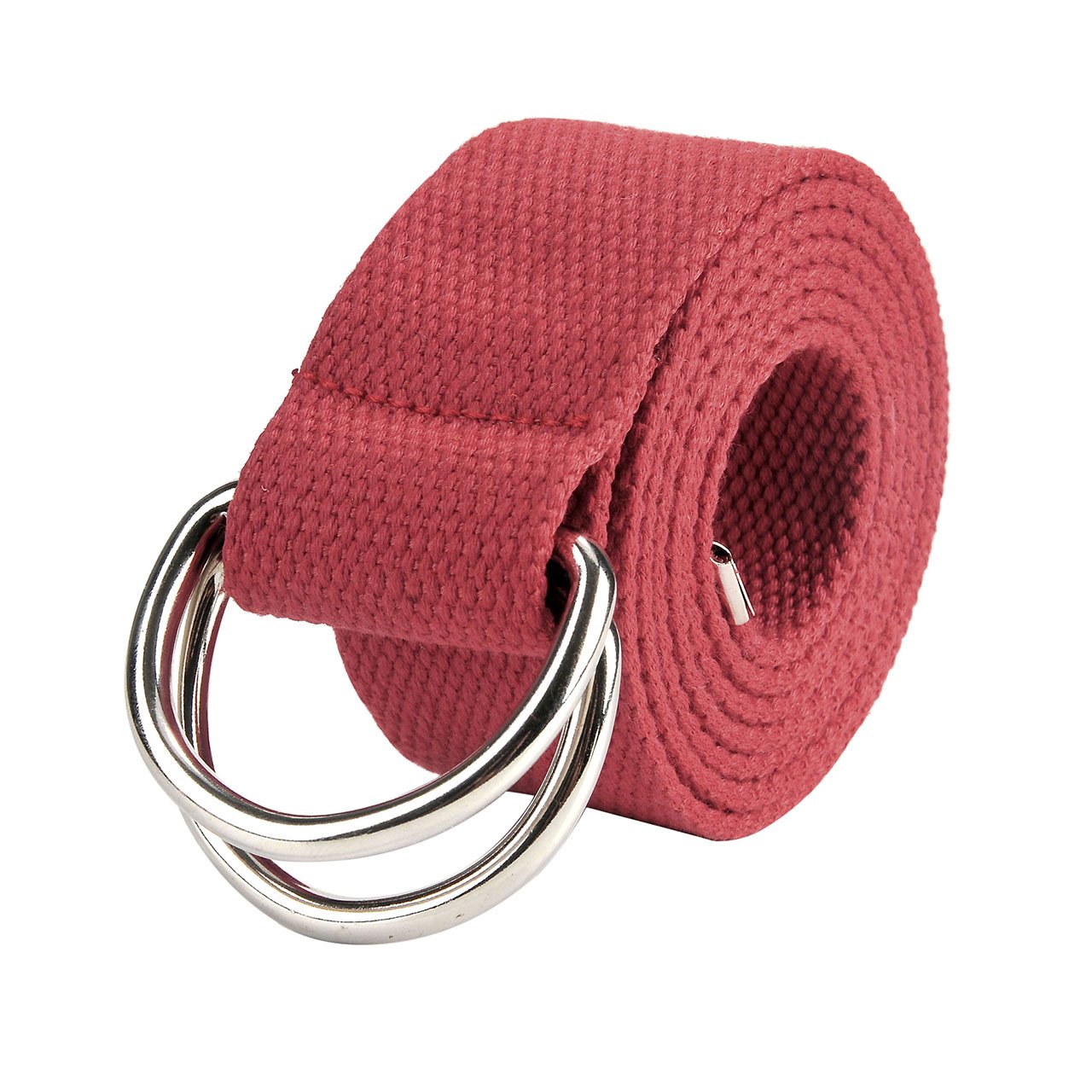 CHIC DIARY Unisex Canvas Web Belt Double D-Ring Buckle 10 Colors Available (01-Red)