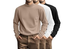 Riyiper 3 Pcs Plus Size Men's Mock Turtleneck Shirt Long Sleeve Turtleneck Pullover Casual Undershirt Basic Base Layer