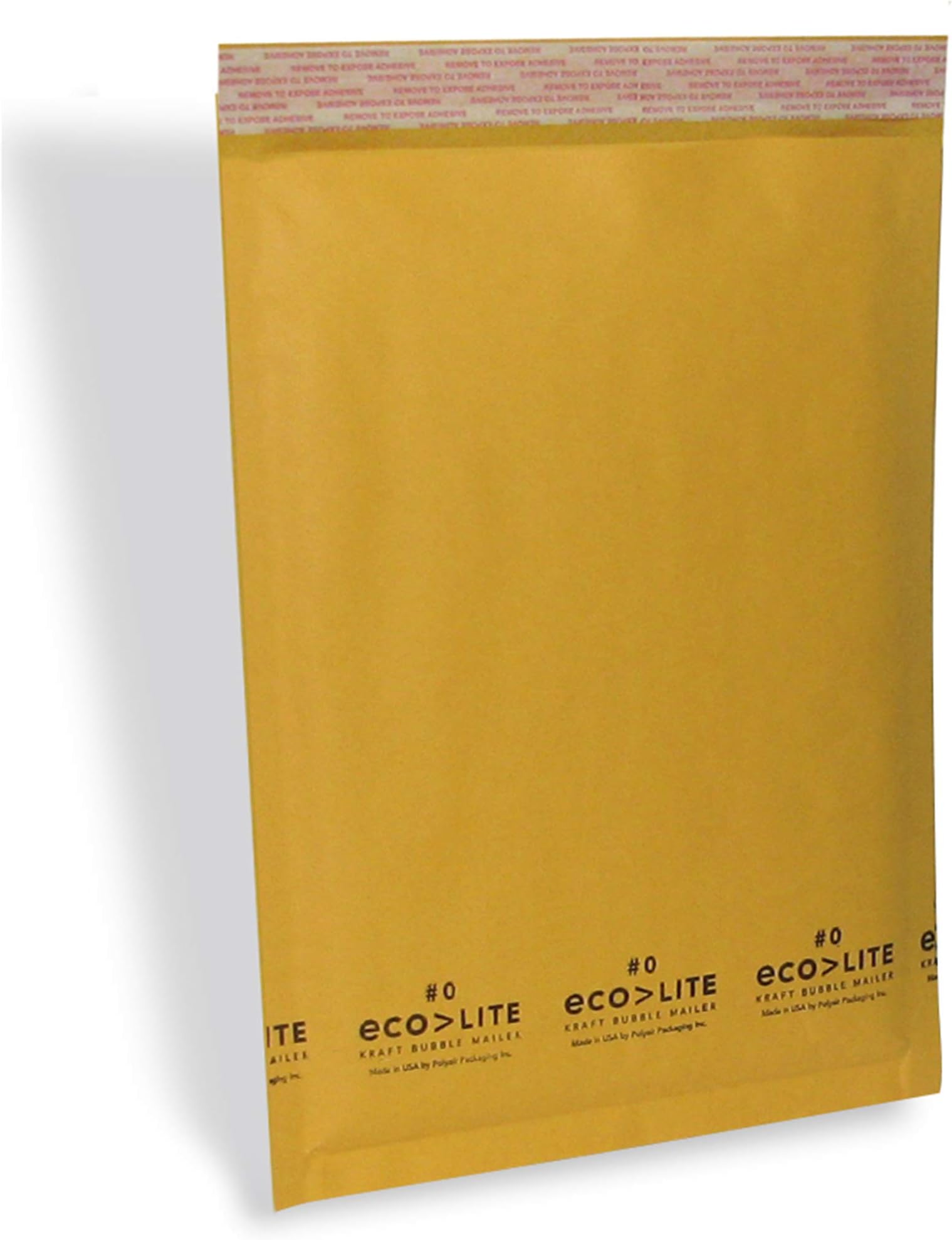 Eco-lite #0 ELSS025 Golden Kraft Bubble Mailer, 6.5" x 10" (Pack of 25)