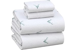 RUVANTI 100% Cotton Flannel Sheets Set - King - 4 Pcs - Stag Synphony