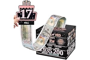 TOYEISHI Money Gift Box, 17th Birthday Decorations for Girls, Birthday Gifts for 17 Year Old Girl with 100Pcs Transparent Bags - Black & Rose Gold