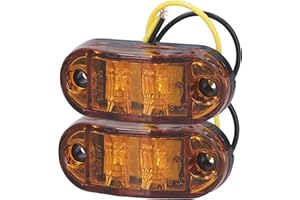 Side Marker Indicator Lights, Fydun 10-30V 2 LED Marker Light Side Marker Lamp Warning Light for Cars Trucks Trailers RVs(C (