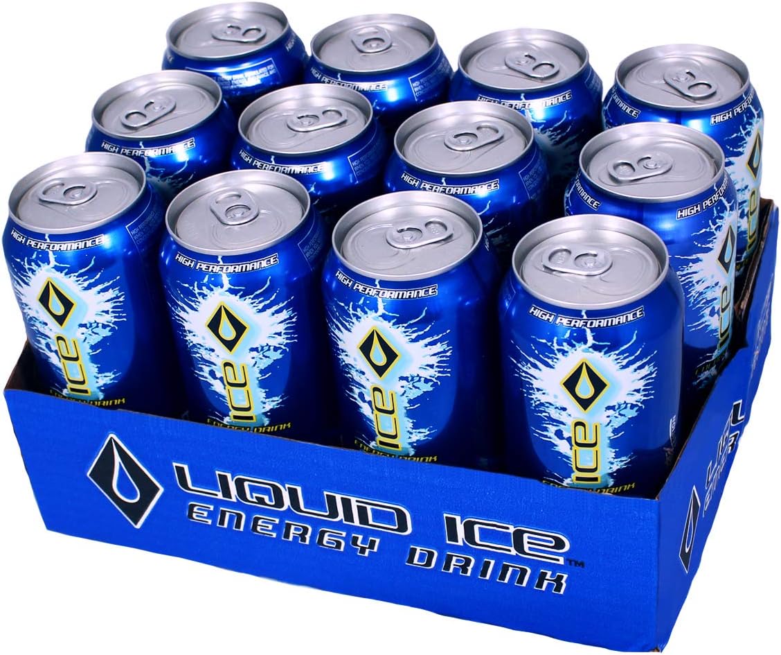 Liquid Ice Blue Energy Drink 16oz, 12Count