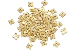 EEE ELECRELIVE Elecrelive 200Pcs Gold Bead Cap 6mm Flower Alloy Spacer Bead Caps Bails End Charm Loose Beading Finding for Necklace Bracelet Earring Jewelry Supplies