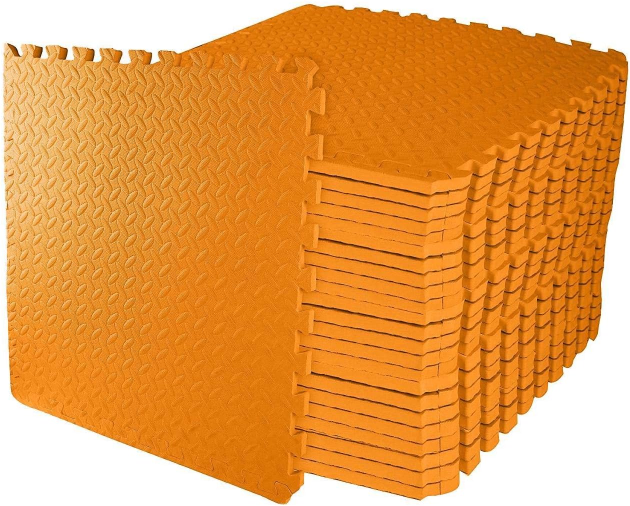 ComFy Mat Puzzle Exercise Mat, EVA Foam Interlocking Tiles, Protective Flooring for Gym & Workouts, 10mm thick/ ORANGE 48