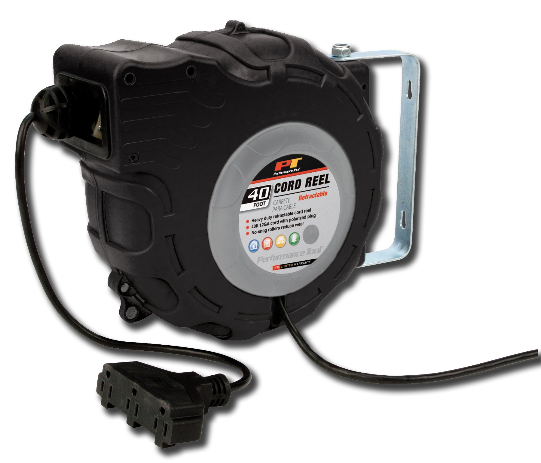 Performance Tool W2278 40ft 12 Gauge Retractable Cord Reel with Spring