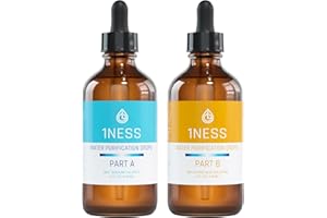 1NESS Chlorine Dioxide ClO2 CDS | Glass Bottles & Pro Droppers | Citric Acid 50% | 2 Bottle Liquid Set (4 fl oz)