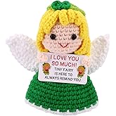 Positive Fairy Doll, Handmade Crochet Emotional Plush Positive Support Knitted Fairy Toys with Encouragement Card Inspirational Motivational Gift & Decor for Women Men Couples