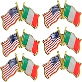 6/12/50/100 Pack-American Italy Friendship Flag Pins Bulk -1.5” Metal Patriotic US USA Italian Lapel Pins Badge Souvenir