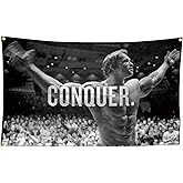 Arnold Schwarzenegger Conquer Motivational Inspirational Office Gym Wall Decor Flag Banner,3x5 Feet Flag Funny Poster Durable Man Cave Wall Flag with Brass Grommets This beautiful entertaining banner
