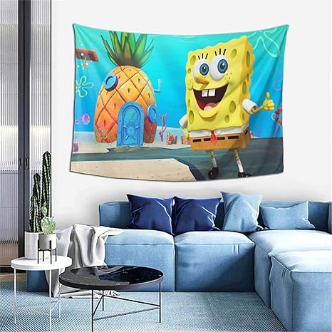 Amazon Co Jp スポンジボブ 3 人気 おしゃれ 部屋 寝室 多機能壁掛け 風景 壁掛けタペストリー 自然景 壁飾り 家 リビングルーム ベッドルーム カーテン おしゃれ飾りサイズ 152ｘ102ｃｍ ホーム キッチン