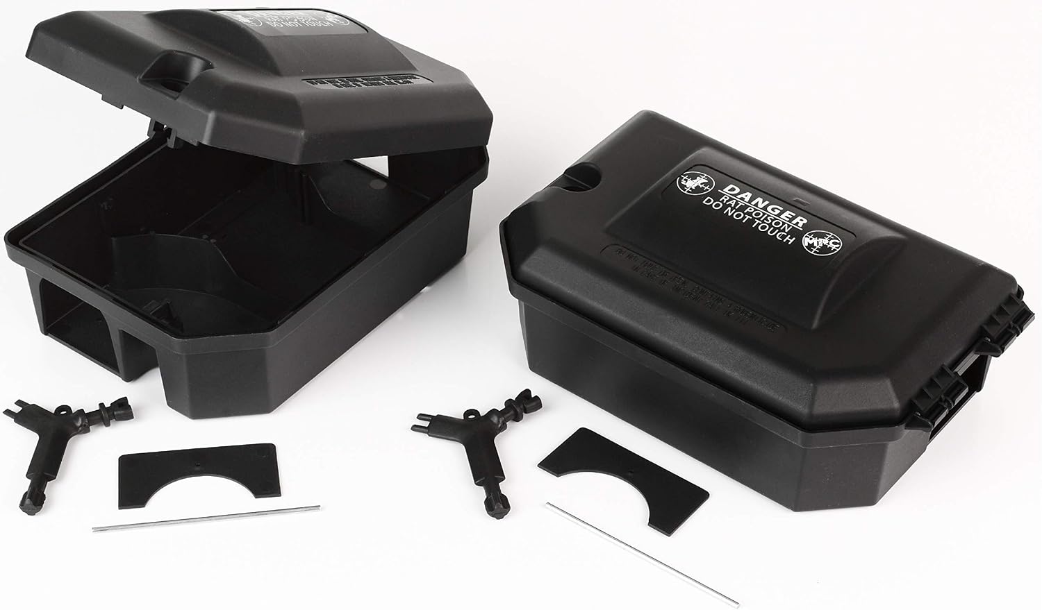2 EXTERMINATOR RAT BAIT STATION POISON KILLER BOX, Black