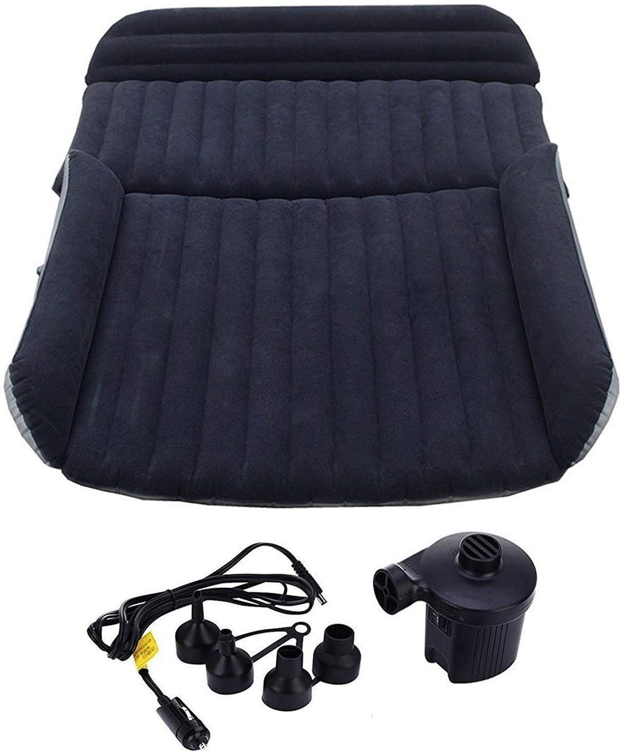 BHMOTORUS SUV Air Mattress,Thickened Car Bed Inflatable Home Air Mattress Portable Camping Outdoor Mattress,Flocking Surface,Perfect for Your Minivan or SUV- Dark Blue