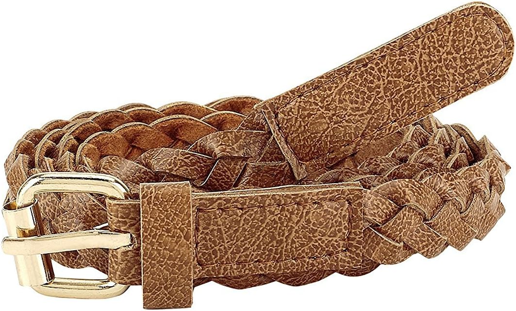 Jainsons Women Braided Hand Made Casual Synthetic Leather PU Belt, Brown