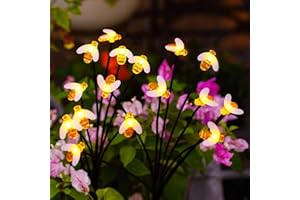 QEEMAN 2 Pack Solar Light for Outside: Honey Bee Path Lights for Pathway Yard Art Garden Decor - High Flexibility Swaying Outdoor Lights - Unique Gifts