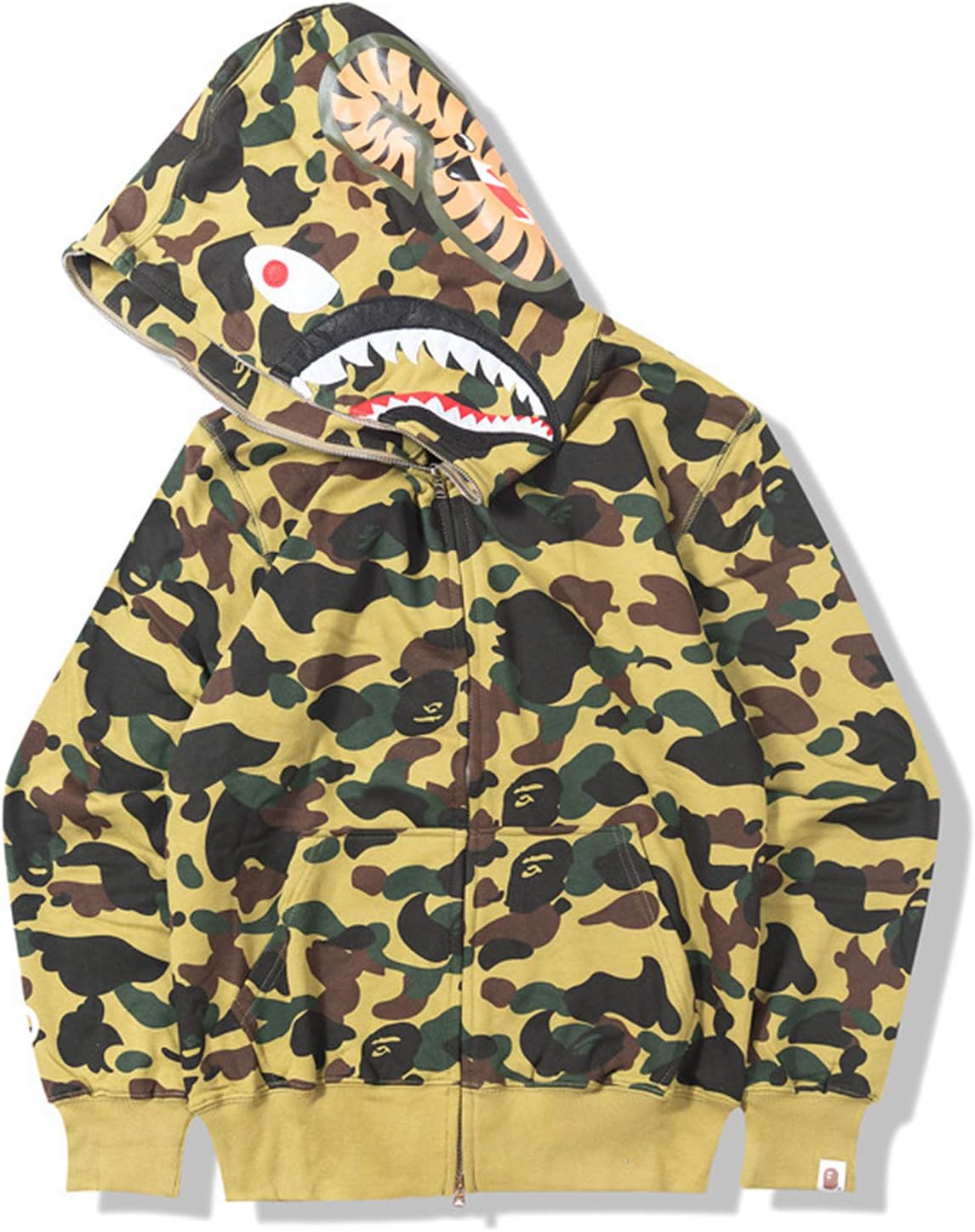 EWW Shark Ape Bape Camo Mens Women Hoodies Sweatershirt Casual Zip Up Hip-Hop Funny Tops