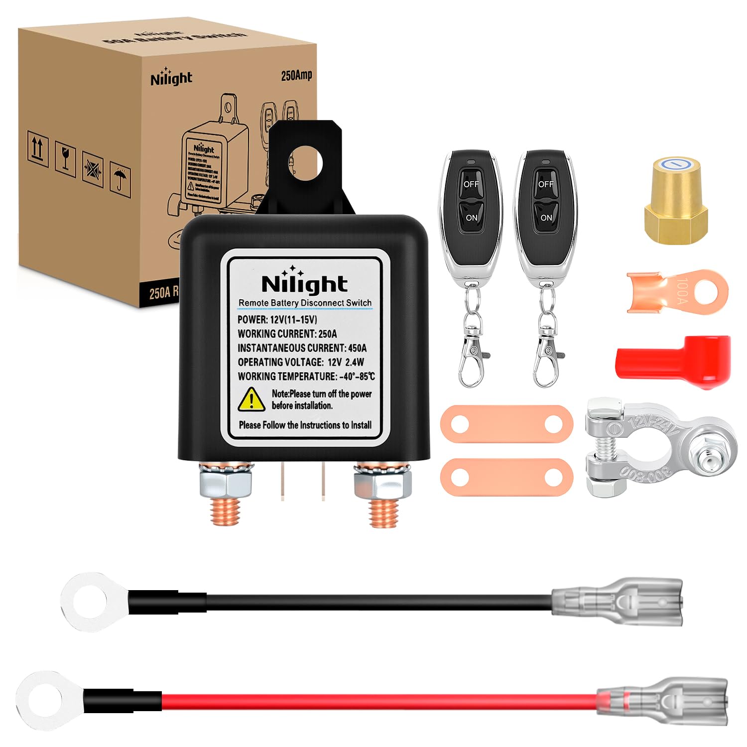 Nilight Remote Battery Disconnect Switch 12V 250A