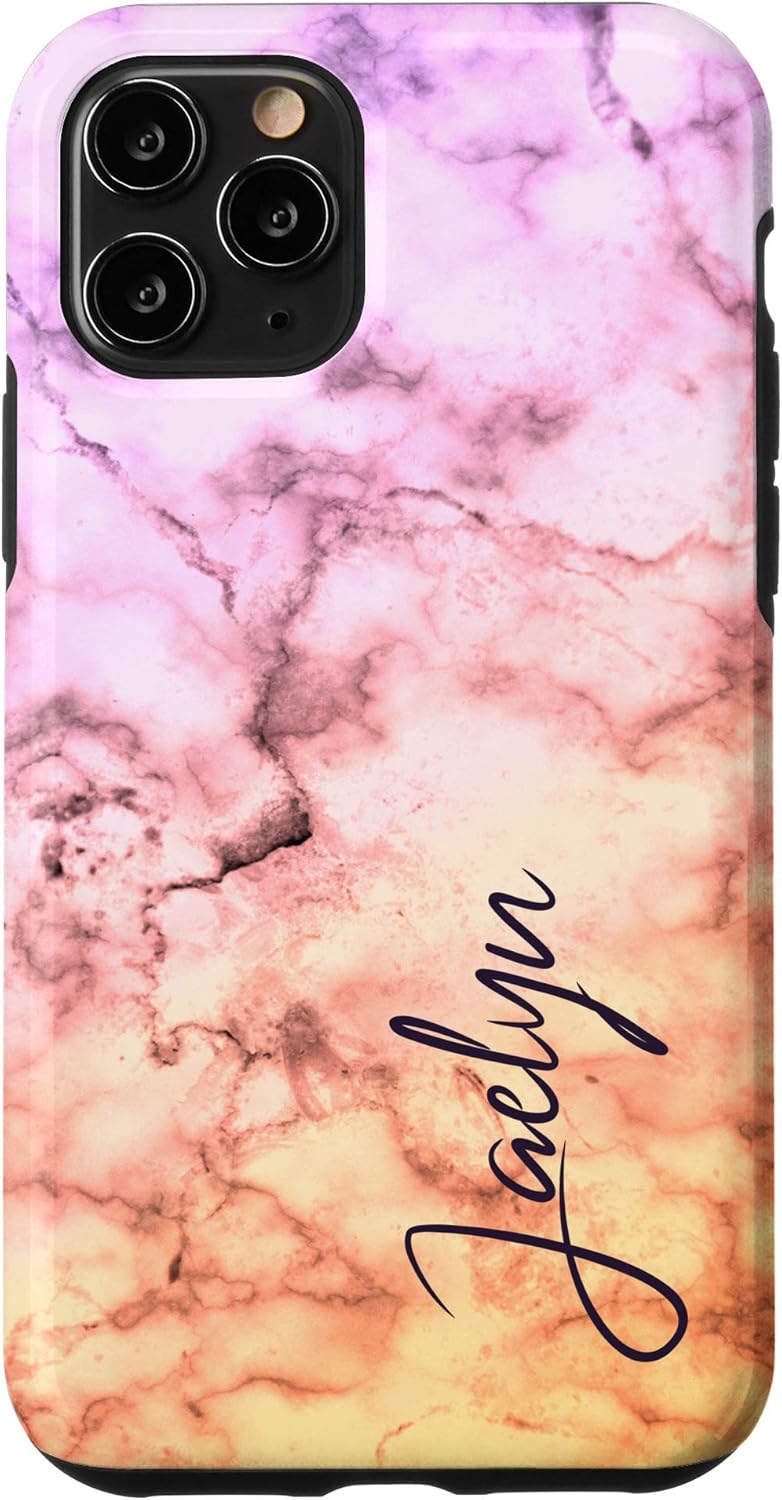 Amazon Com Iphone 11 Pro Jaelyn Name Personalized Pastel Ombre Pink Purple Coral Case