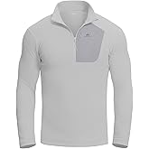 Pioneer Camp Men’s Grid Fleece 1/4 Zip Pullover Jacket Lightweight Casual Winter Warm Thermal Sweatshirt with Chest Pocket