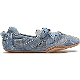 Arqa Women's Lace-up Fashion Ballerina Sneakers Decorative Lacing Back Dressy Ballet Flat Sneakers Comfortable Outgoing Tennis Walking Casual Shoes