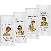 GCFET Funny Kitchen Towels Set - Vintage Waffle Weave Dish Towels, Funny Dish Towels with Saying, Tea Towels for Kitchen, Vintage Retro Kitchen Towels, 16x24 Set of 4
