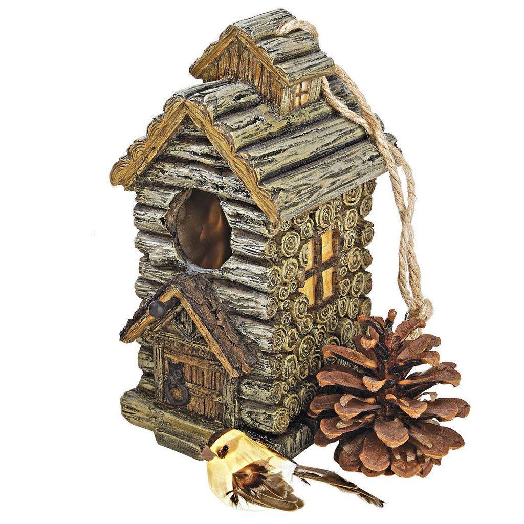 Design Toscano HF330885 Backwoods Bird House Collection - Cabin