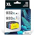 932XL 933XL Compatible Ink Cartridge Replacement for HP 932XL 933XL 932 933 Work for HP OfficeJet 6100 6600 6700 7110 7510 7612 7610 Printers (Black, Cyan, Magenta, Yellow, 4 Pack)