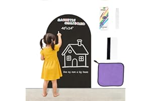 Magnetic Chalkboard Wall Decal 24''x40'' Arch - Peel and Stick Felt Removable Reusable, Easy Clean Self Adhesive Fabric Wall 