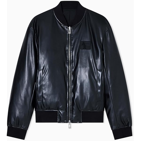 Armani Exchange Bomber Jacket with Zipper Front Pockets Navy at