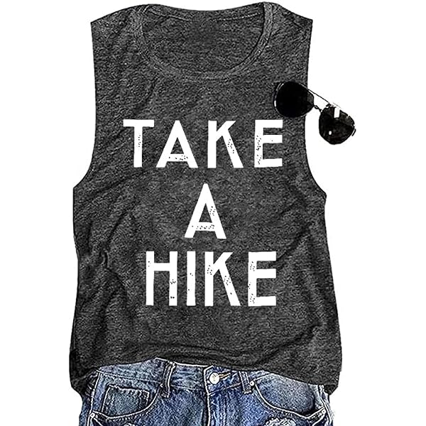 Women's Take A Hike Tank Top - Letter Print Sleeveless Casual Shirt For Summer & Camping - View #6