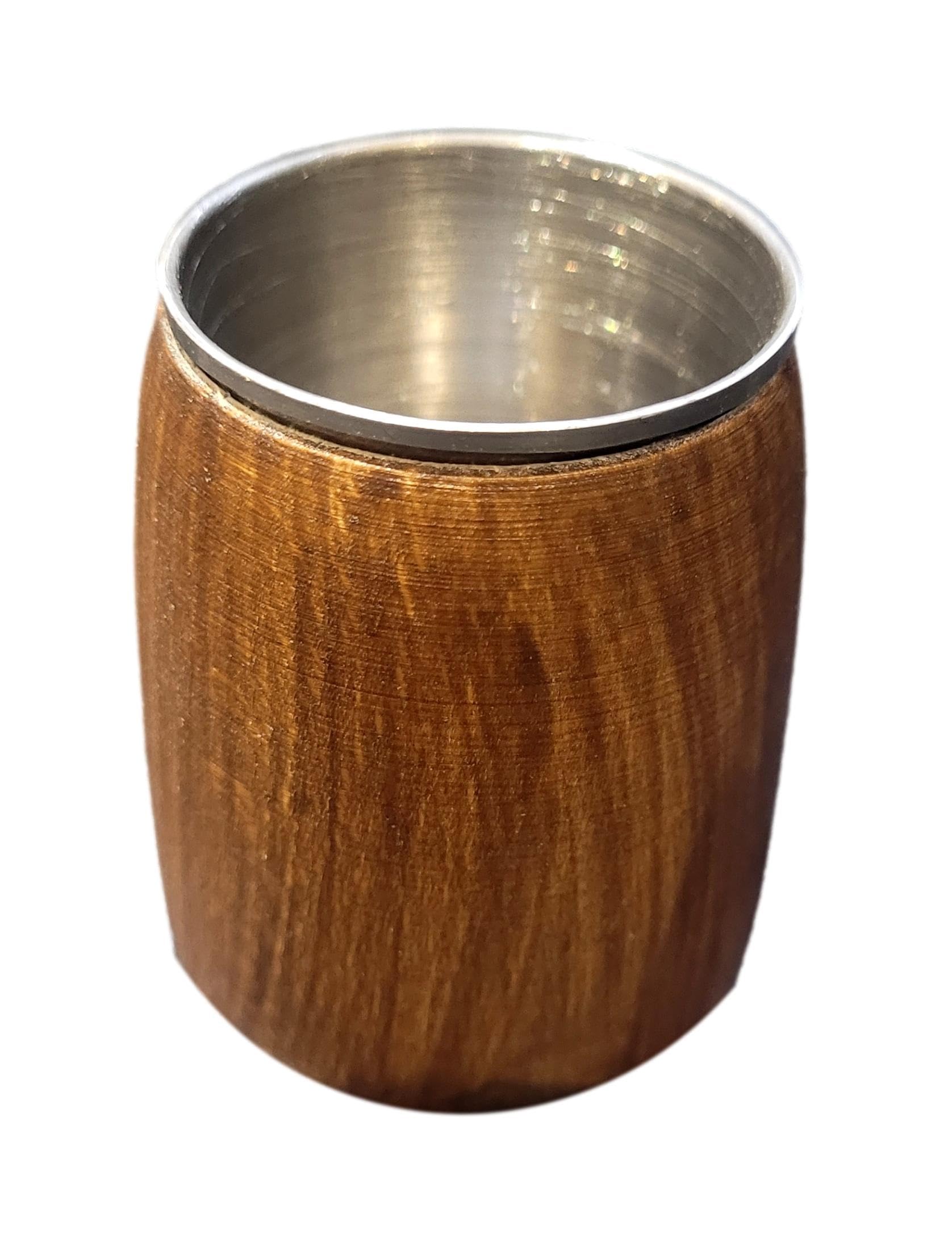 Wooden World - Set of 4 Premium Wooden Alcohol Shot Glass with Metal Insert - Dark Brown