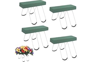 LODOU 4 Pieces Galvanized Gravestone Saddle,Headstone Flower Saddle 12 Inch Headstones for Graves Saddles Wire with Floral Foam Grave Cemetery Arrangements Decor (Green)