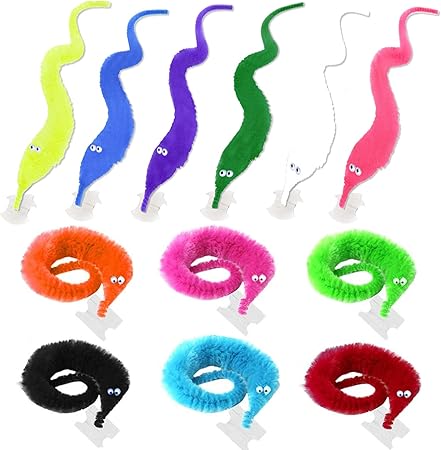 Amazon Befun マジックワームおもちゃ 12個 ウィグリー ファジーワーム 見えない紐付き パーティー記念品 子供向け 12色 マジック 手品 おもちゃ