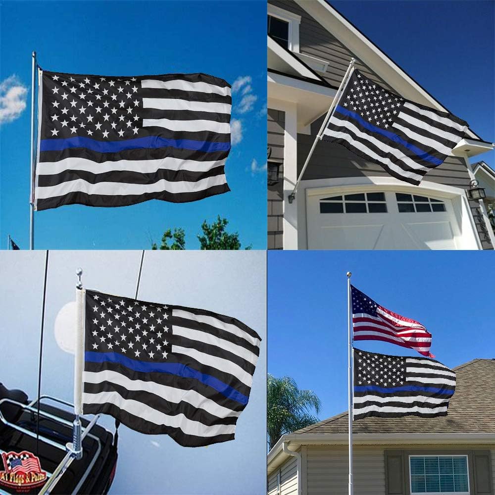 FRF 3×5ft Thin Blue Line Flag Embroidered Star American Police Flags White Blue Sewn Stripes Indoor Outdoor Banner with Strong Brass Grommets : Garden & Outdoor