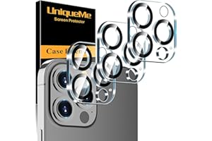 UniqueMe [3 Pack for iPhone 13 Pro/iPhone 13 Pro Max Camera Lens Protector, Tempered Glass [Case Friendly][New version][Scratch-Resistant][Easy Installation] - Clear