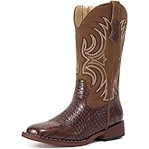 Rollda Kids Cowboy Boots Girls Cowgirl Boots Square Toe Boys Western Boots for Toddler/Little Kid/Big Kid