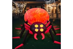 8 FT Giant Halloween Inflatable Spider Outdoor Decoration with Rotating LED Flame Light, Blow up Inflatables Outdoor Holiday 