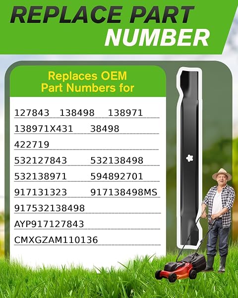 CHWAY 42 INCH DECK LAWN MOWER BLADES,138971 MULCHING BLADES WITH 5 POINT STAR, COMPATIBLE WITH LT1000 LT2000 T110 YT3000, REPALCE FOR 138971, 134149, 138498, 532138971