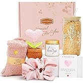 Get Well Soon Gift Baskets for Women After Surgery, Care Package, Sympathy Gift Baskets, thinking of you gifts, Encouragement, Surgery Recovery gifts For Mom Her Friend Sister Wife (White- Pink)