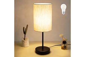 RISLG Small Table Lamp, Bedside Table Lamp for Bedroom, Lamp for Nightstand with Linen Fabric Shade, Minimalist Modern Desk Lamp for Living Room Office Dorm Kids Room