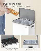 SONGMICS Kitchen Bin 2 x 8 Gal Double Rubbish Bin Stainless Steel Soft Close Lid view 4
