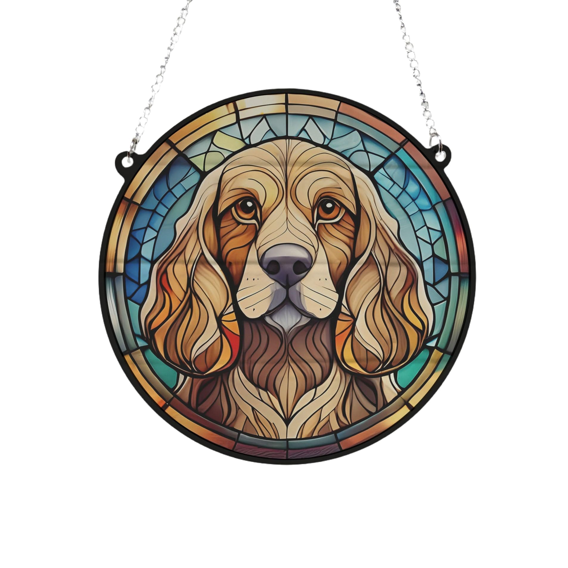 Cocker Spaniel Golden Stained Glass Effect Suncatcher Gift for Dog Lovers - 13cm