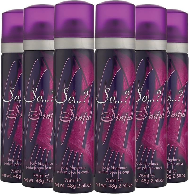 SO? Sinful Body Fragrance Spray Bundle 75ml Pack of 6 - Bergamot Praline Sweet