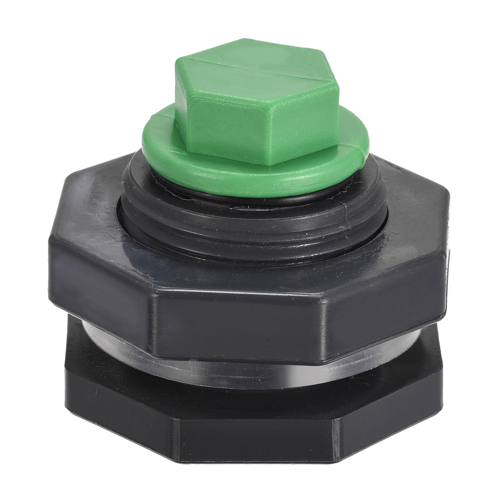 sourcing map PVC Bulkhead Tank Adapter with Green Plug Fitting G3/4 Thread for Rain Buckets Water Tanks 1 Set