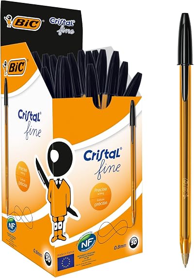 BIC Cristal Original Ballpoint Pens 0.8 mm Black Pack of 50